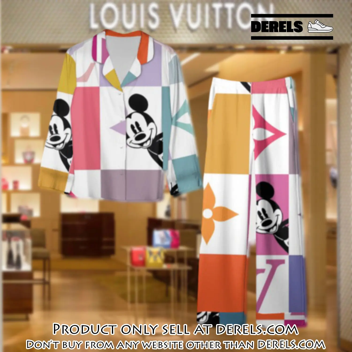 Trending luxury lv satin pajama set pjs1111 dr3430549